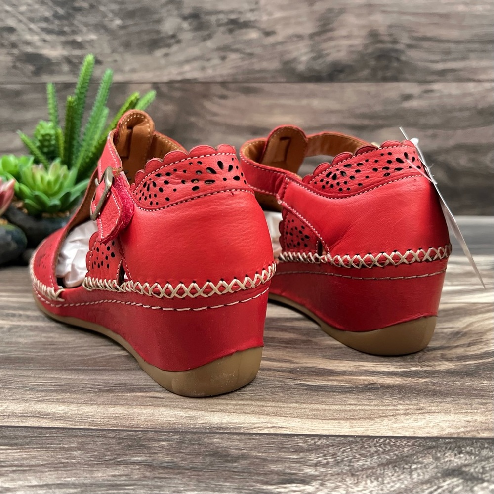 NIB Spring Step Roxela Red Leather T Strap Mary Jane Sandal Shoes - Picture 8 of 14